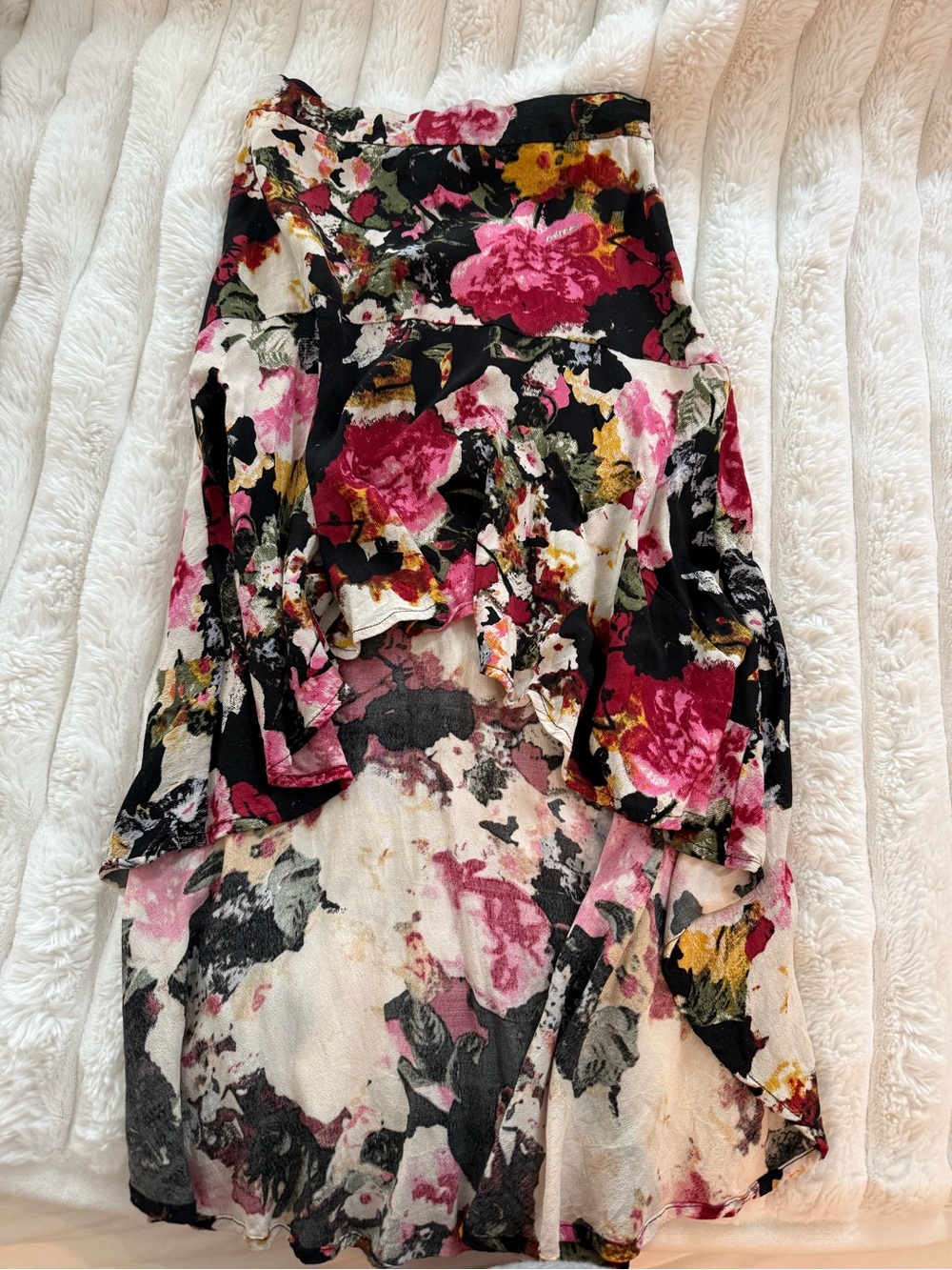 Kimchi Blue Floral High-Low Ruffle Skirt